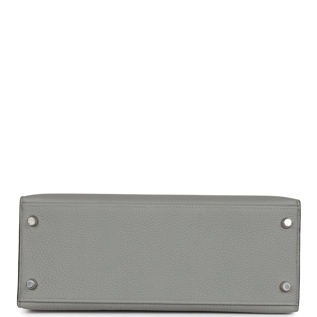 Hermes Special Order (HSS) Kelly Sellier 28 Gris Mouette Verso Togo Brushed Palladium Hardware - Exclusu