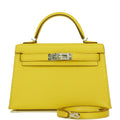 Hermes Kelly Sellier 20 Jaune de Naples Verso Chèvre Palladium Hardware - Exclusu