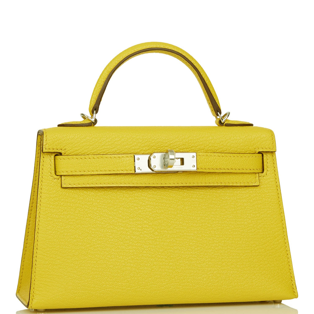 Hermes Kelly Sellier 20 Jaune de Naples Verso Chèvre Palladium Hardware - Exclusu
