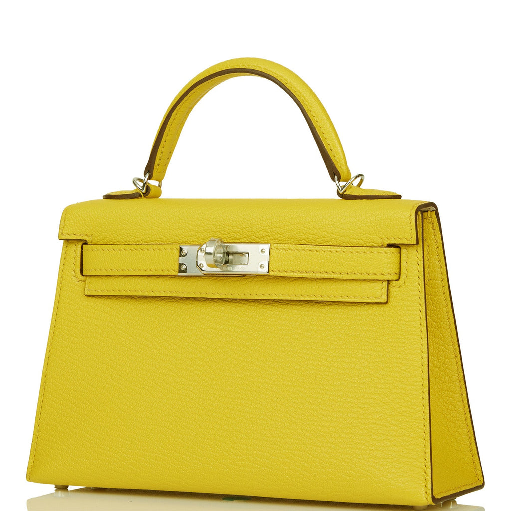 Hermes Kelly Sellier 20 Jaune de Naples Verso Chèvre Palladium Hardware - Exclusu