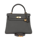 Hermes Kelly Retourne 28 Etain Togo Gold Hardware - Exclusu