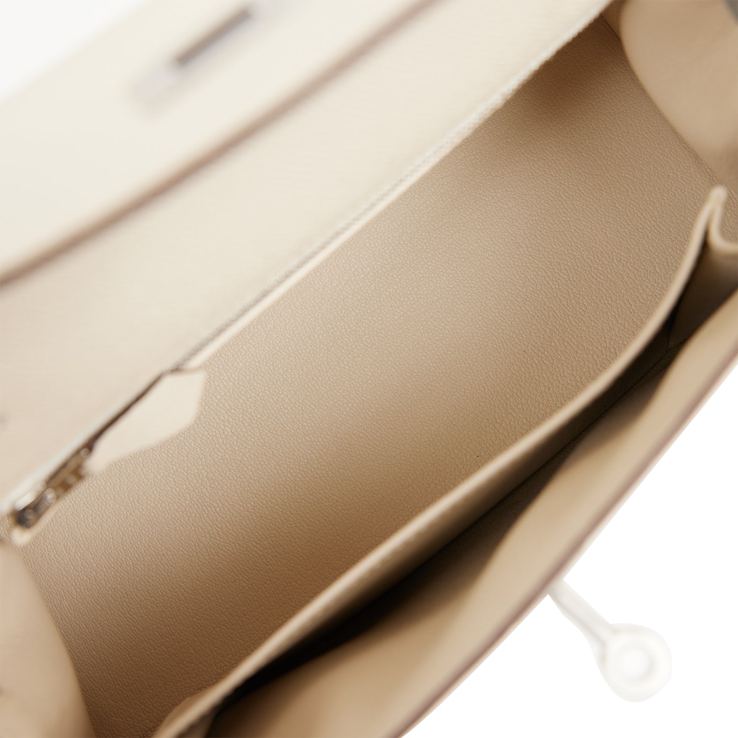 Hermes Special Order (HSS) Kelly Sellier 25 Craie and Gris Mouette Epsom Brushed Palladium Hardware - Exclusu