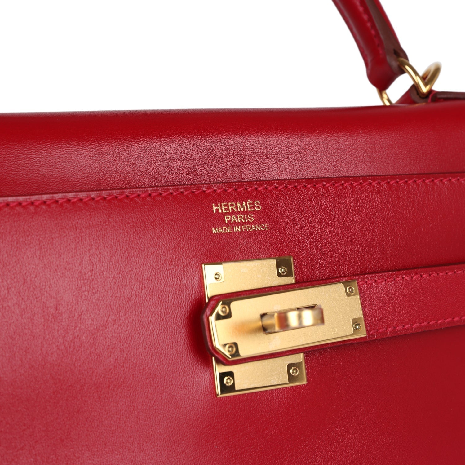 Hermes Kelly Retourne 32 Rouge Vif Tadelakt Gold Hardware - Exclusu