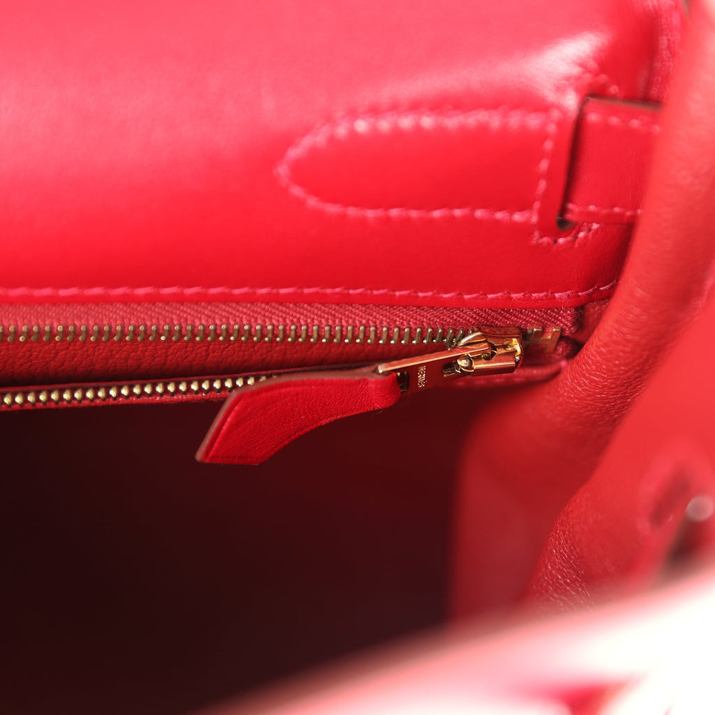 Hermes Kelly Retourne 32 Rouge Vif Tadelakt Gold Hardware - Exclusu