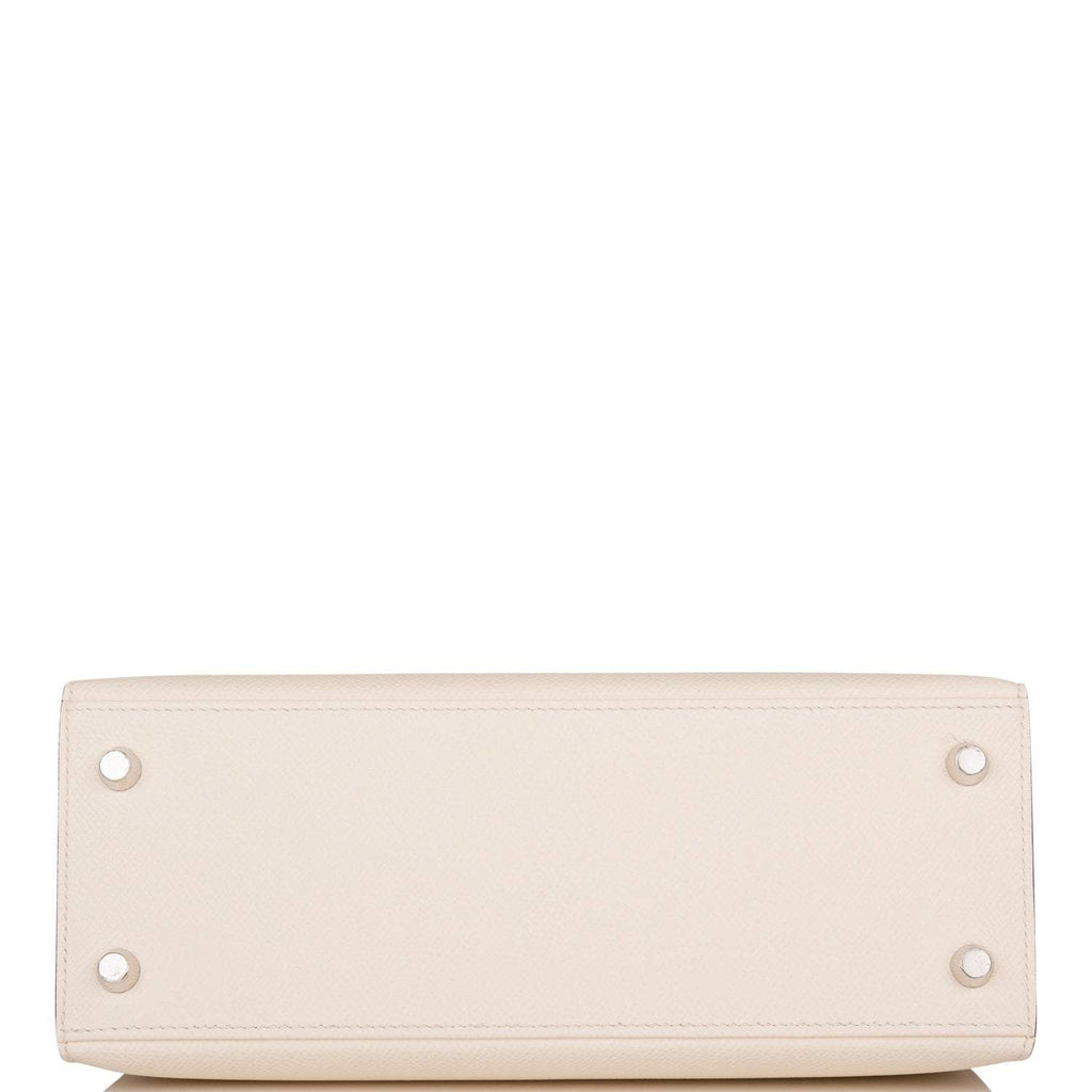 Hermes Kelly 25cm Epsom Sellier Tri-Color Nata, Jaune Poussin and Sesame Palladium Hardware