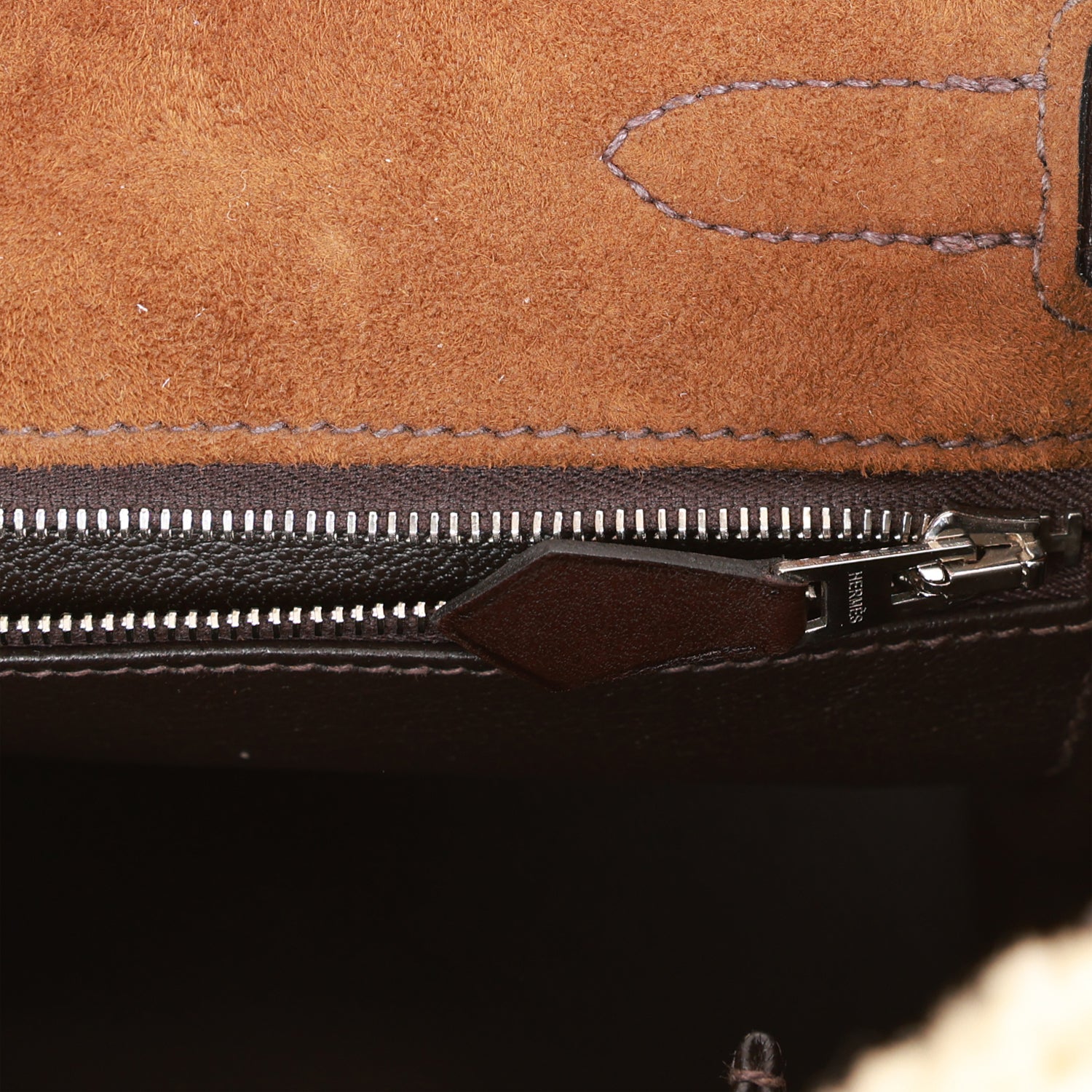 Hermes Teddy Kelly 35 Shearling and Ebene Barenia Palladium Hardware - Exclusu