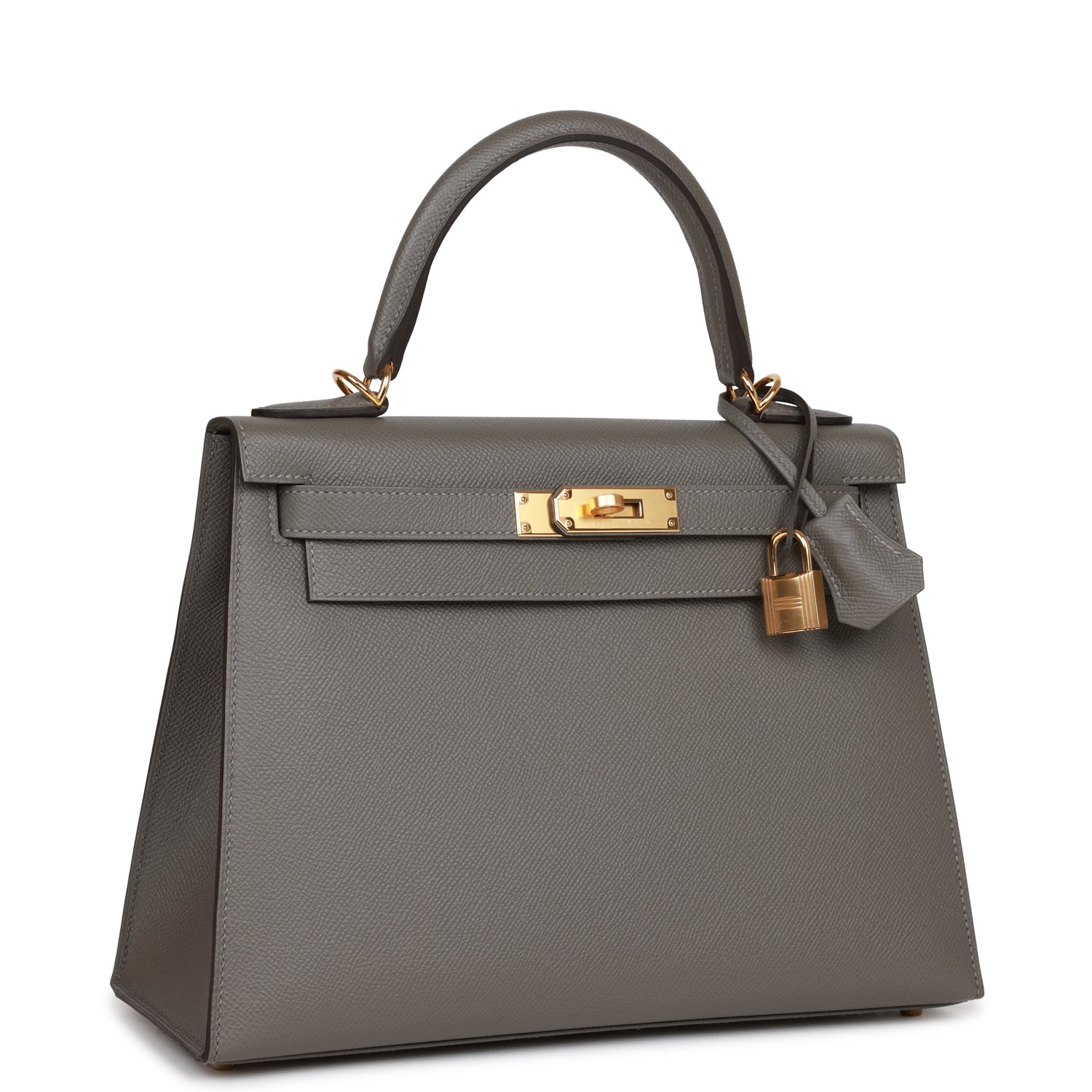 Hermes Kelly Sellier 28 Gris Meyer Epsom Gold Hardware - Exclusu