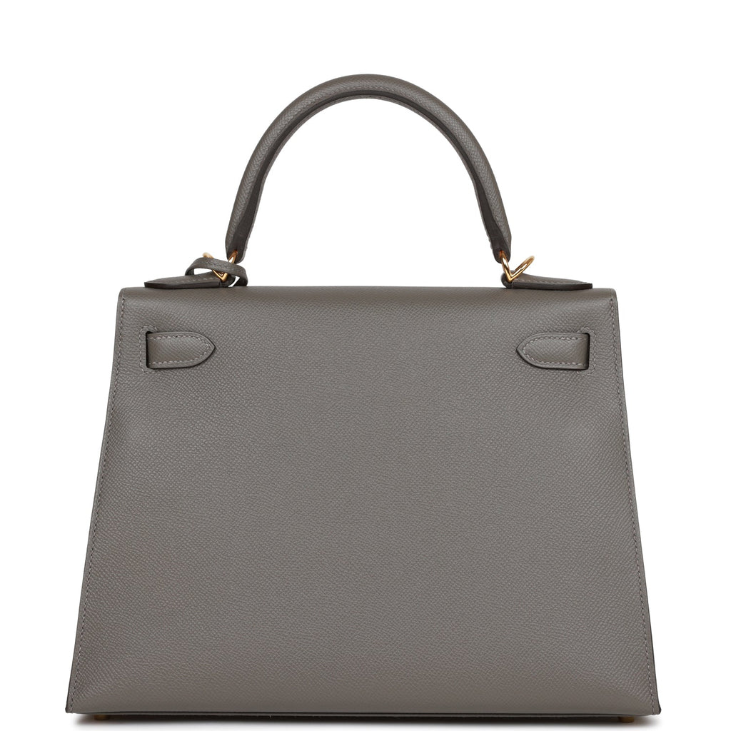Hermes Kelly Sellier 28 Gris Meyer Epsom Gold Hardware - Exclusu