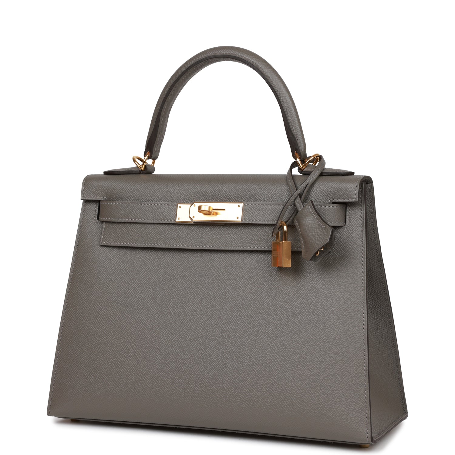 Hermes Kelly Sellier 28 Gris Meyer Epsom Gold Hardware - Exclusu