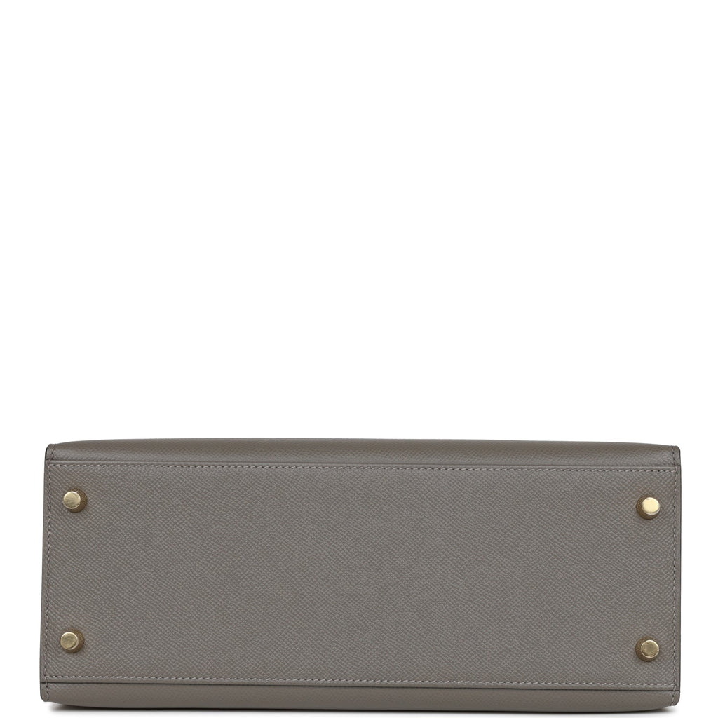 Hermes Kelly Sellier 28 Gris Meyer Epsom Gold Hardware - Exclusu