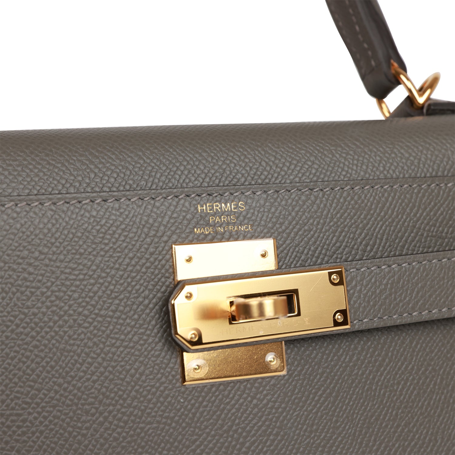 Hermes Kelly Sellier 28 Gris Meyer Epsom Gold Hardware - Exclusu
