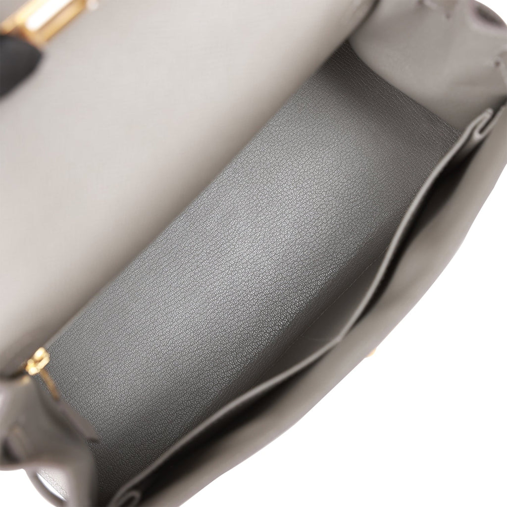 Hermes Kelly Sellier 28 Gris Meyer Epsom Gold Hardware - Exclusu