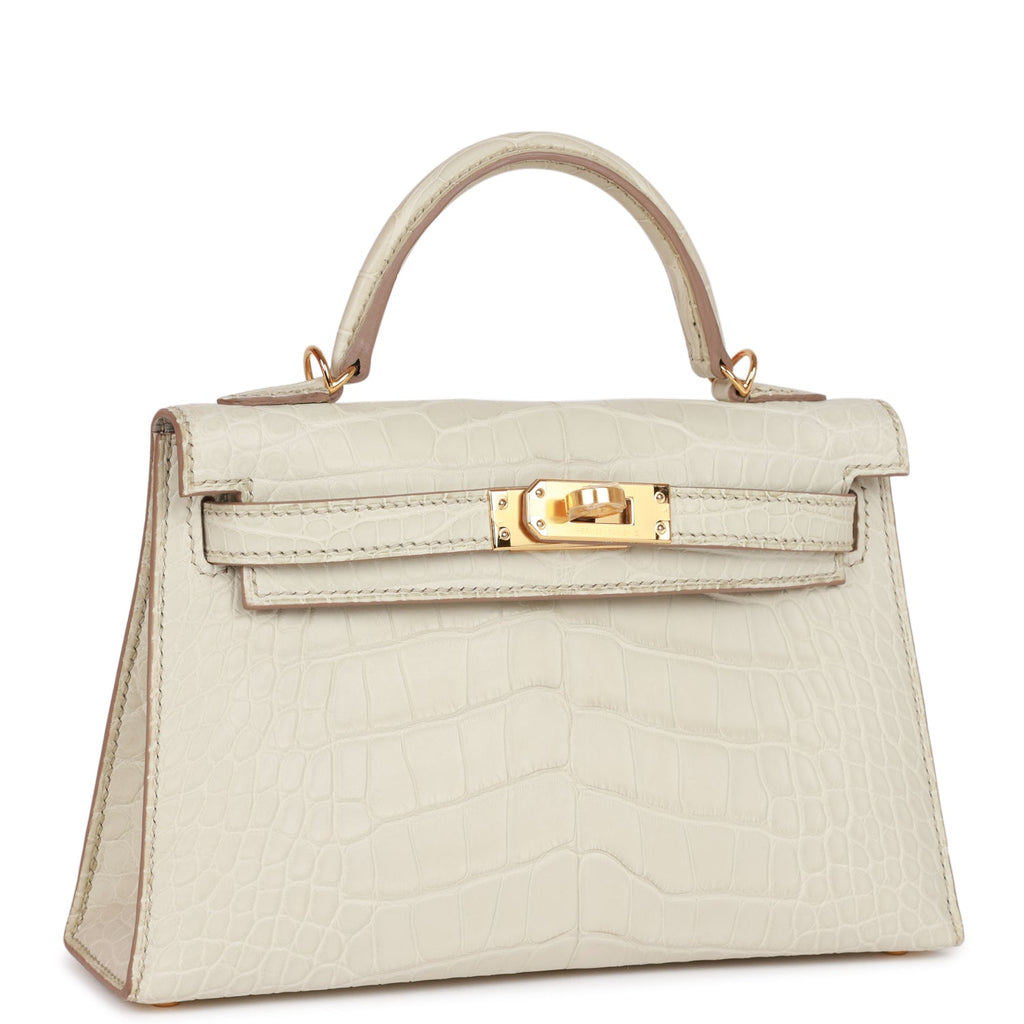 Hermes Kelly Sellier 20 Beton Matte Alligator Gold Hardware - Exclusu