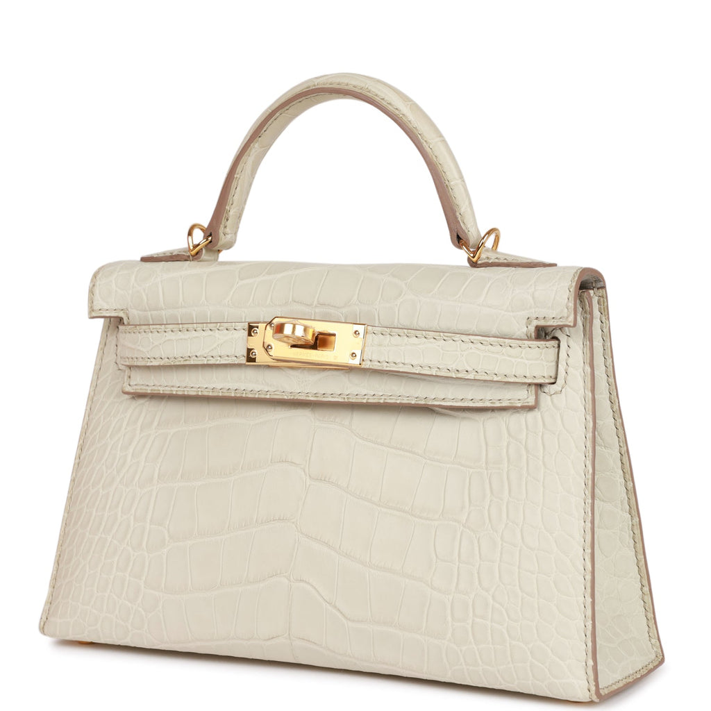 Hermes Kelly Sellier 20 Beton Matte Alligator Gold Hardware - Exclusu