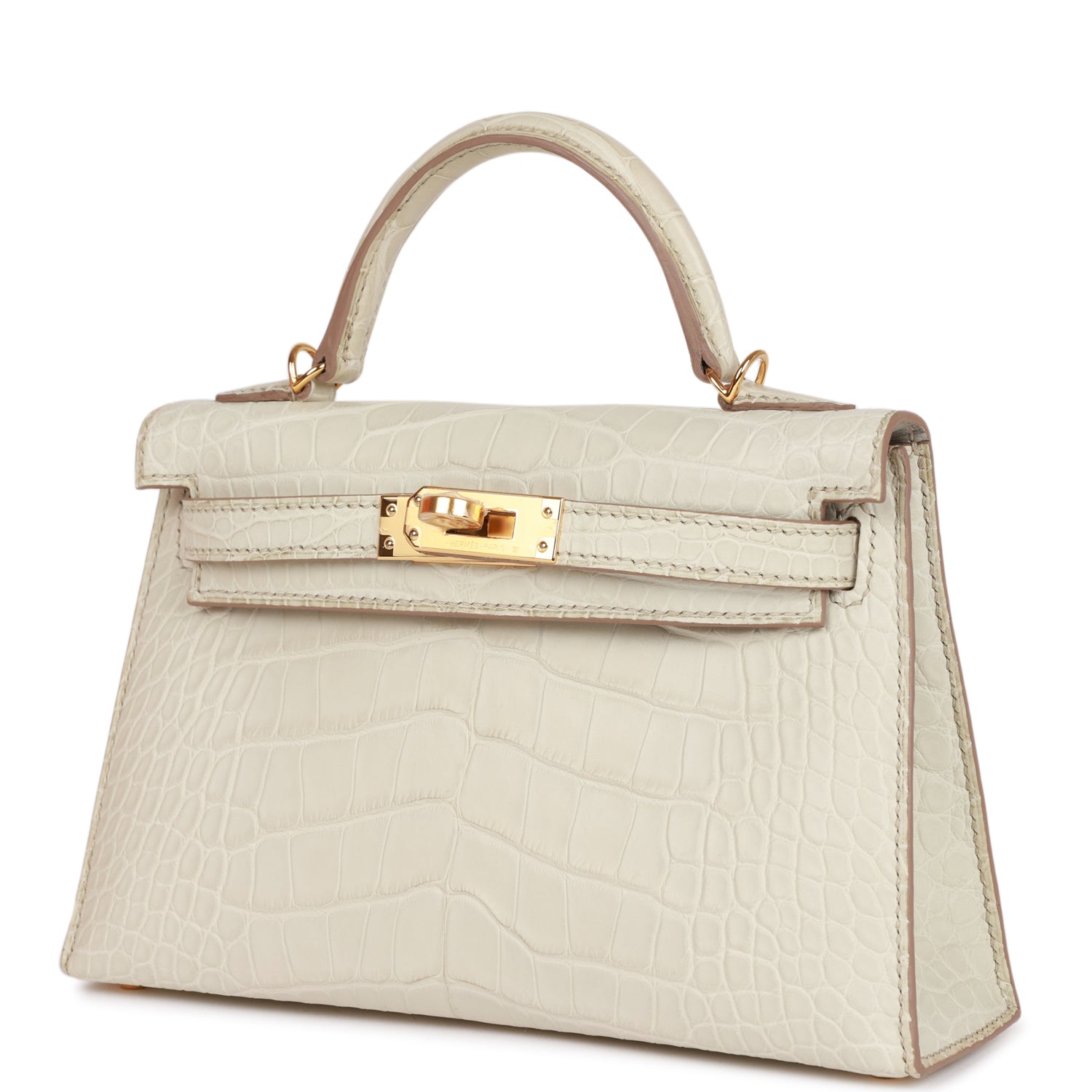 Hermes Kelly Sellier 20 Beton Matte Alligator Gold Hardware - Exclusu