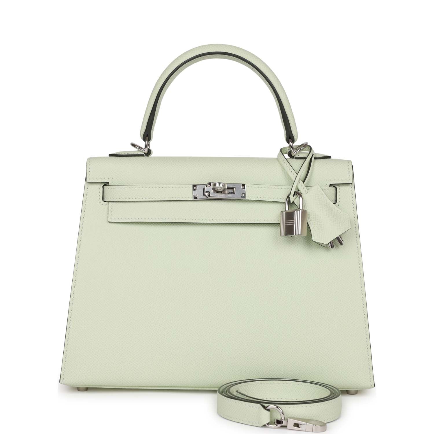 Hermes Kelly Sellier 25 Vert Fizz Epsom Palladium Hardware - Exclusu