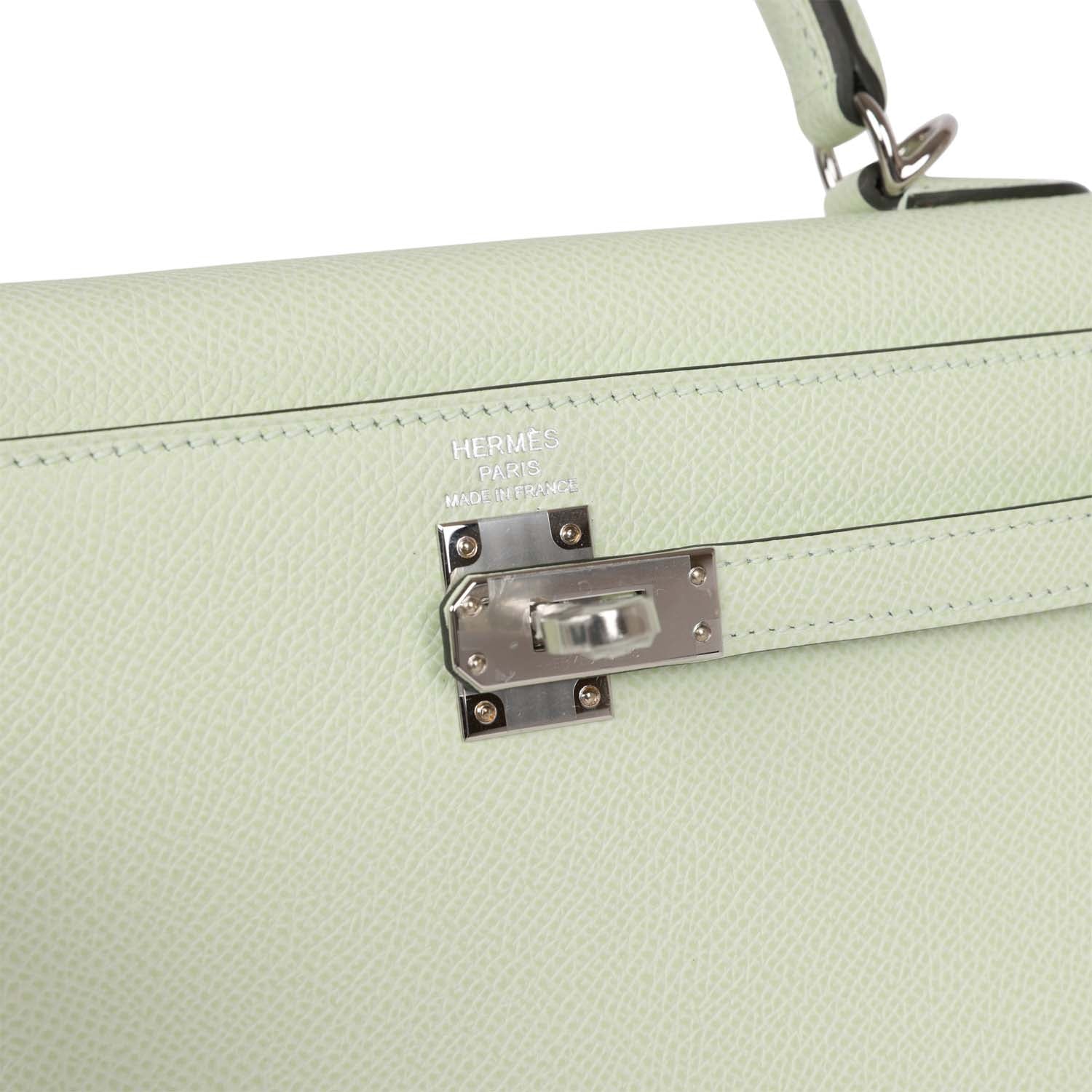 Hermes Kelly Sellier 25 Vert Fizz Epsom Palladium Hardware - Exclusu
