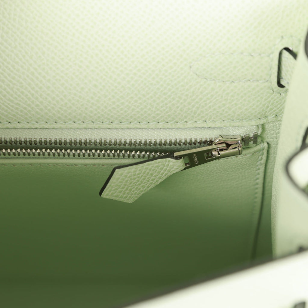Hermes Kelly Sellier 25 Vert Fizz Epsom Palladium Hardware - Exclusu