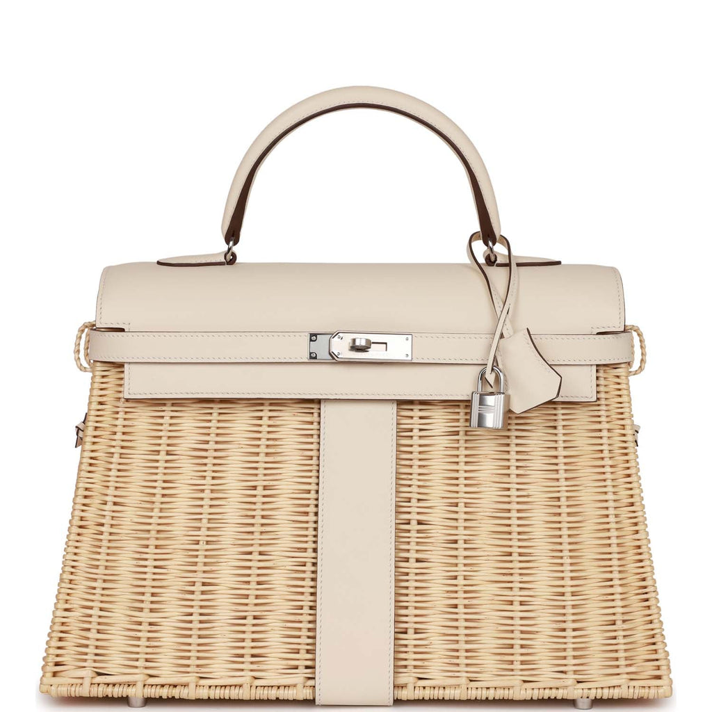 Hermes Picnic Kelly 35 Nata Swift Palladium Hardware - Exclusu