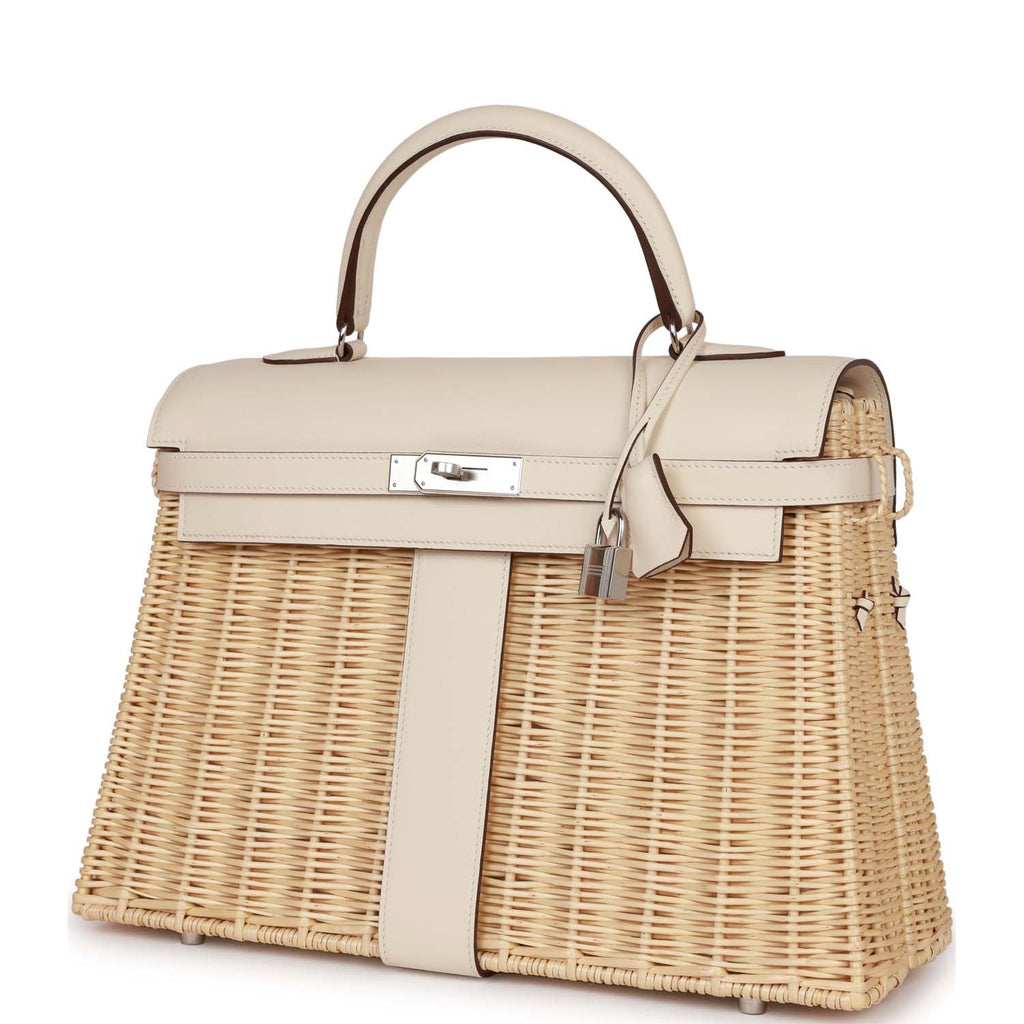Hermes Picnic Kelly 35 Nata Swift Palladium Hardware - Exclusu