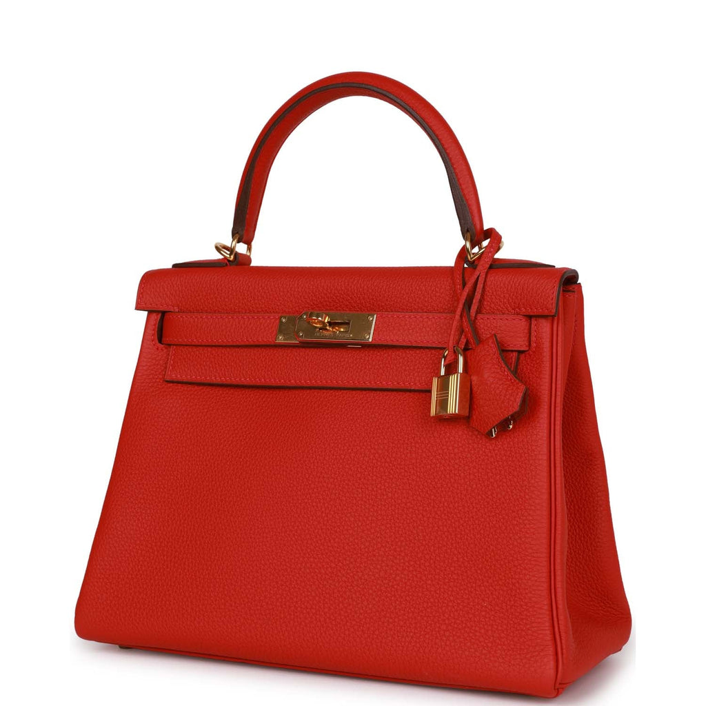 Hermes Kelly Retourne 28 Rouge Casaque Togo Gold Hardware - Exclusu