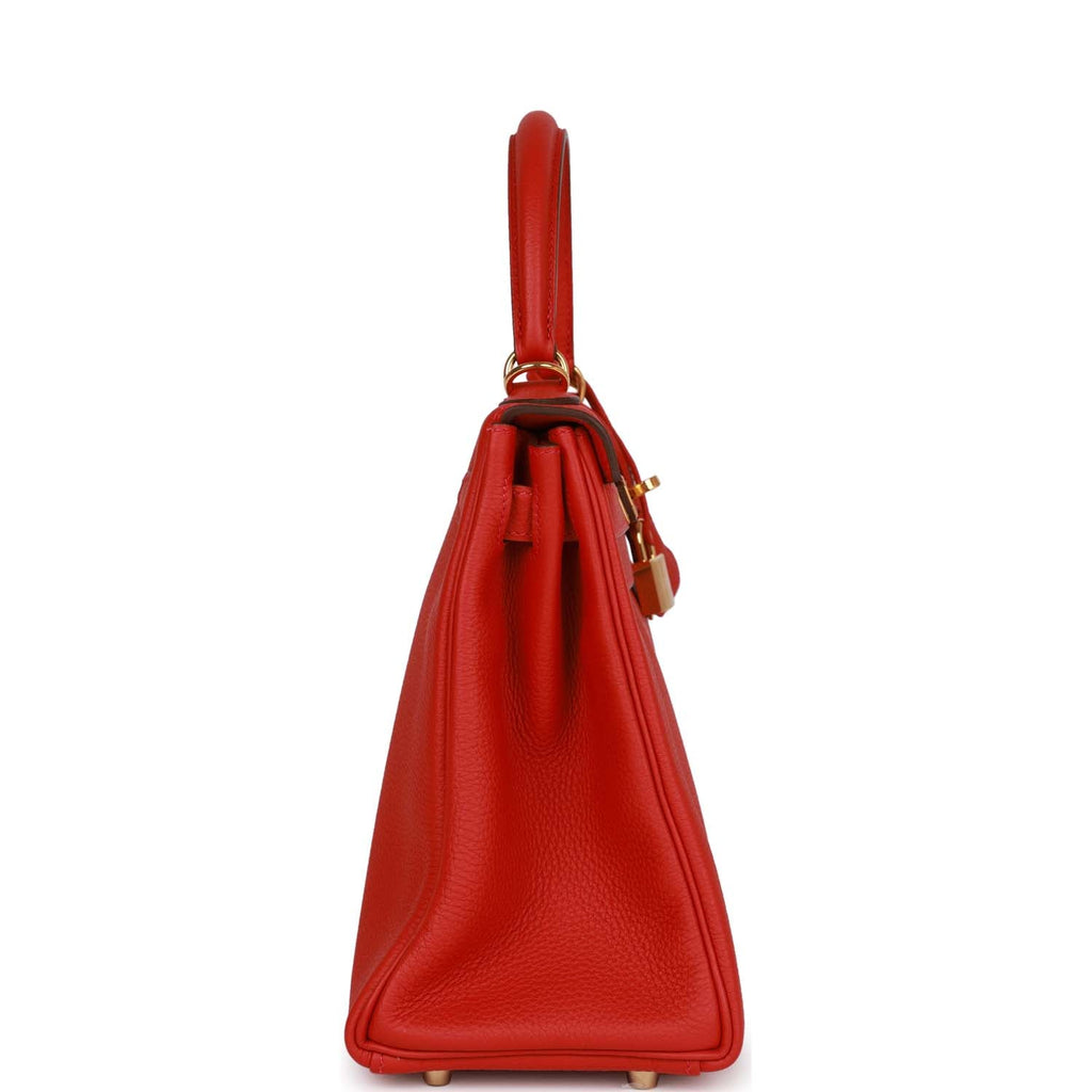Hermes Kelly Retourne 28 Rouge Casaque Togo Gold Hardware - Exclusu