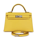Hermes Kelly Sellier 20 Jaune de Naples Verso Chèvre Palladium Hardware - Exclusu