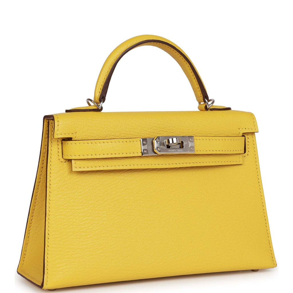 Hermes Kelly Sellier 20 Jaune de Naples Verso Chèvre Palladium Hardware - Exclusu