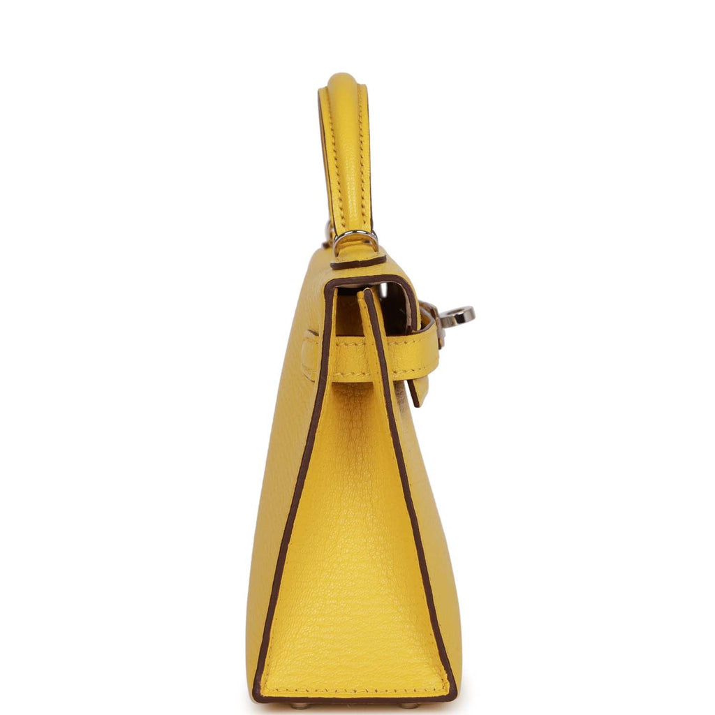 Hermes Kelly Sellier 20 Jaune de Naples Verso Chèvre Palladium Hardware - Exclusu