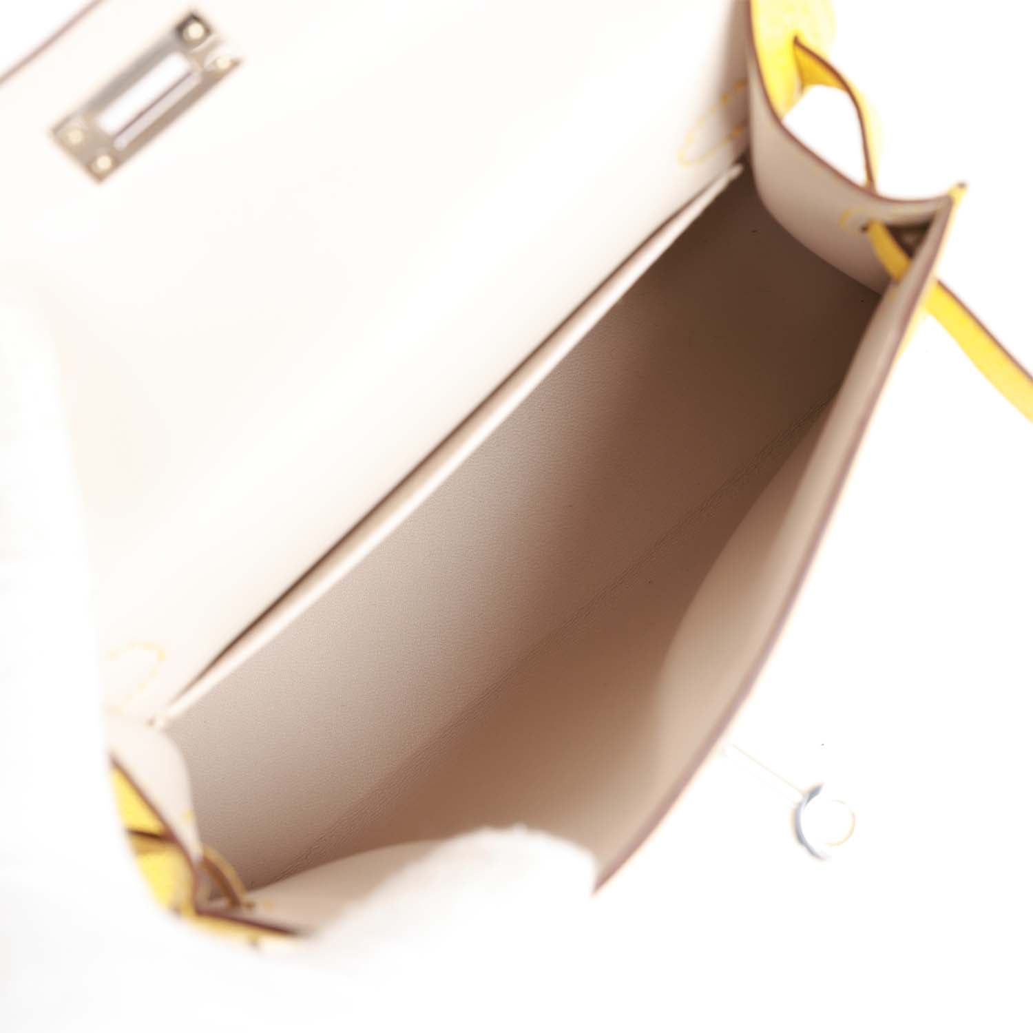 Hermes Kelly Sellier 20 Jaune de Naples Verso Chèvre Palladium Hardware - Exclusu