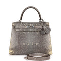Hermes Kelly Sellier 25 Ombre Varanus Salvator Lizard Palladium Hardware - Exclusu