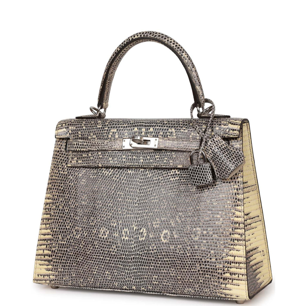Hermes Kelly Sellier 25 Ombre Varanus Salvator Lizard Palladium Hardware - Exclusu