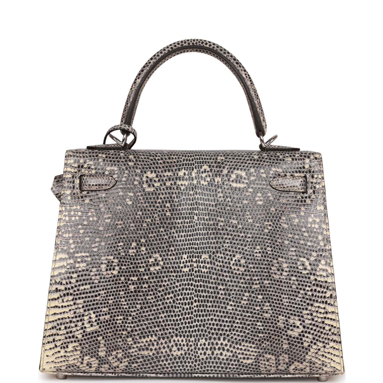 Hermes Kelly Sellier 25 Ombre Varanus Salvator Lizard Palladium Hardware - Exclusu