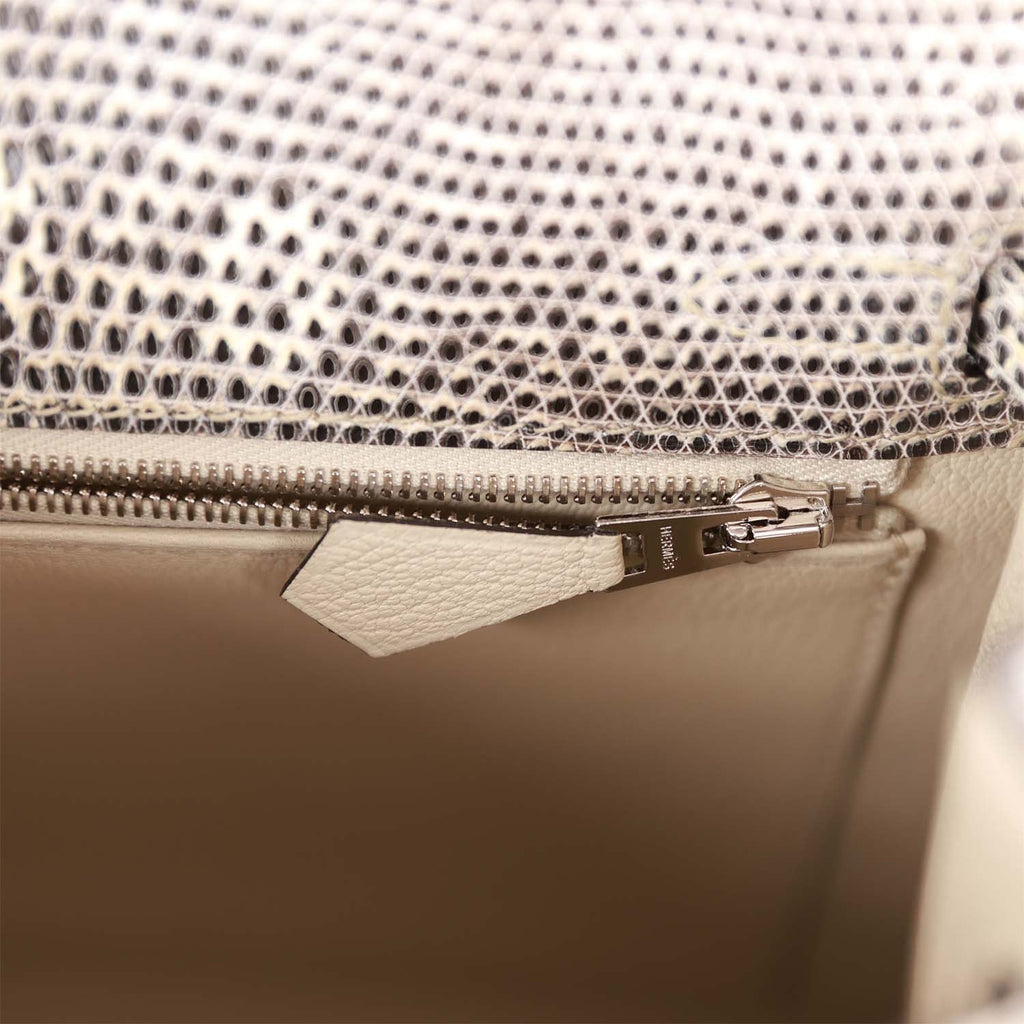 Hermes Kelly Sellier 25 Ombre Varanus Salvator Lizard Palladium Hardware - Exclusu