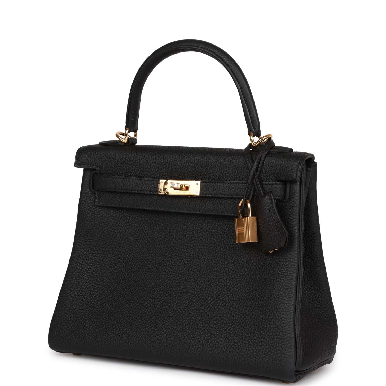 Hermes Kelly Retourne 25 Black Togo Gold Hardware - Exclusu