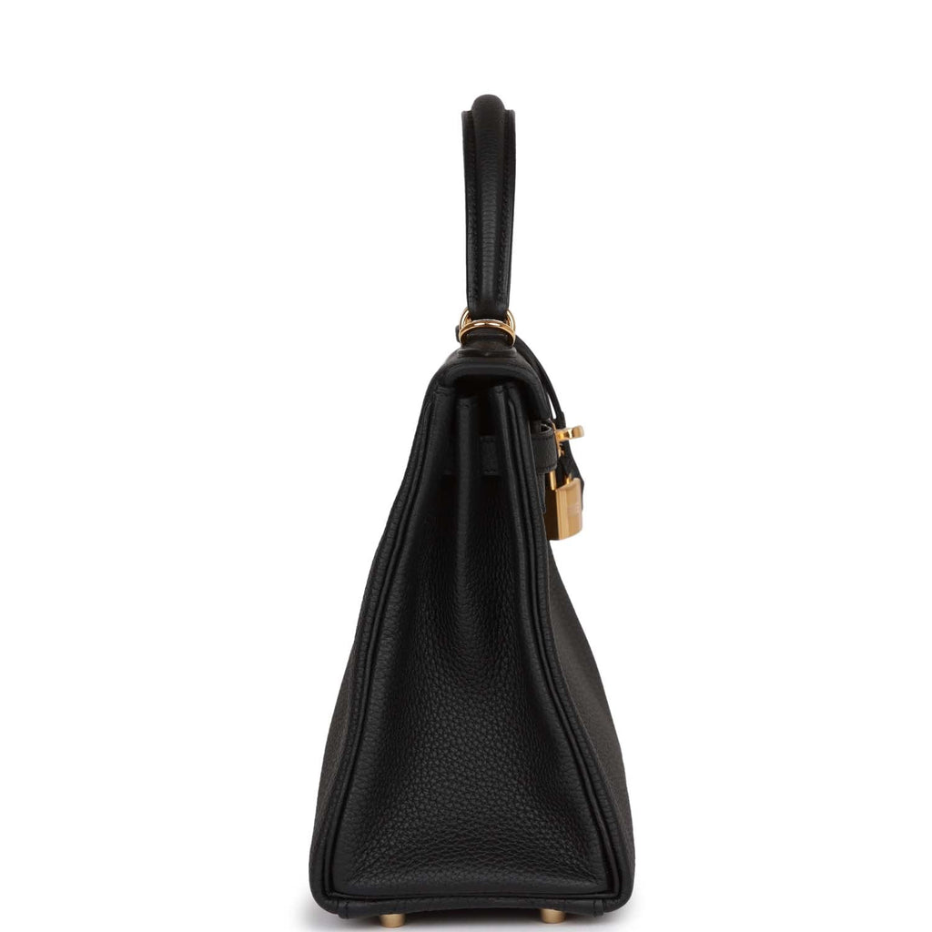 Hermes Kelly Retourne 25 Black Togo Gold Hardware - Exclusu
