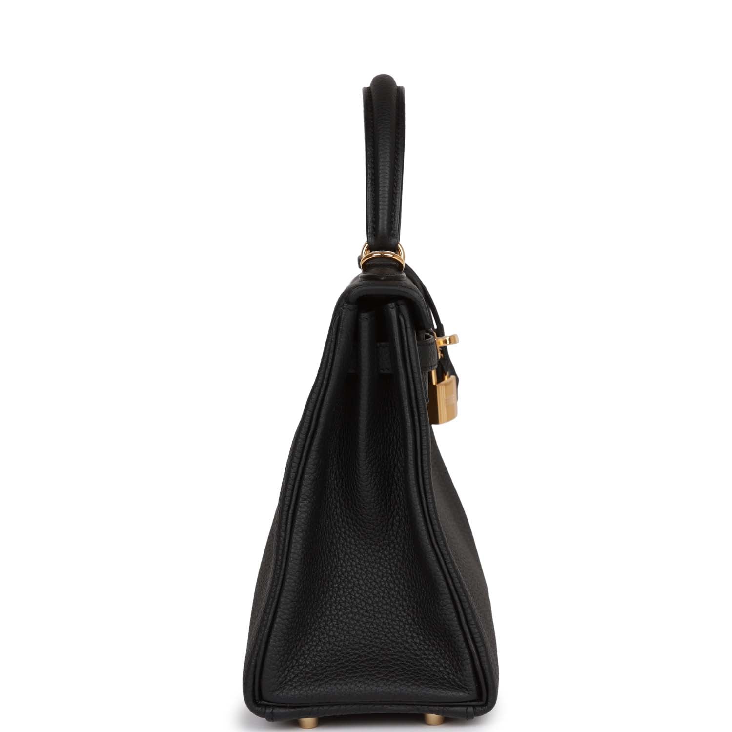 Hermes Kelly Retourne 25 Black Togo Gold Hardware - Exclusu