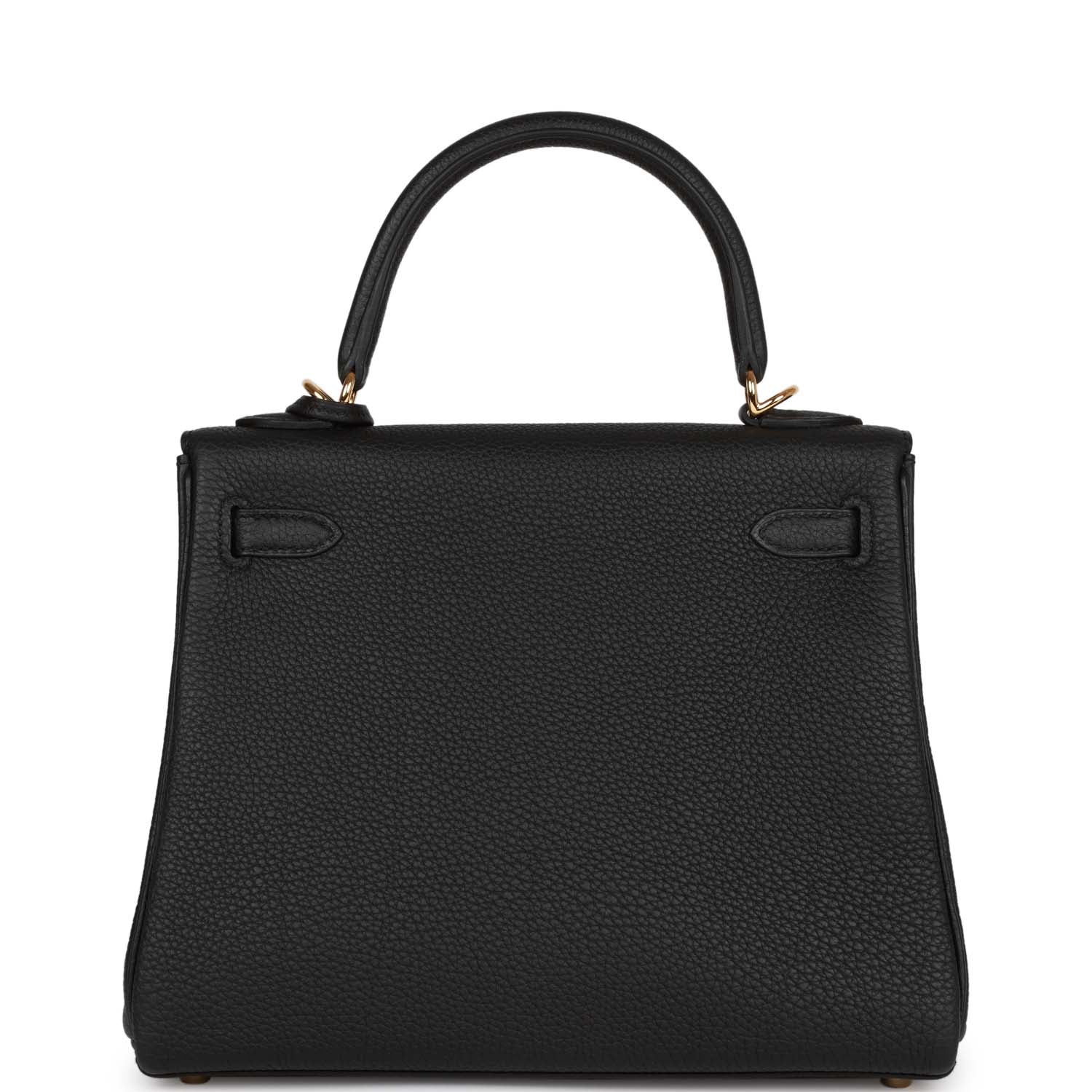 Hermes Kelly Retourne 25 Black Togo Gold Hardware - Exclusu