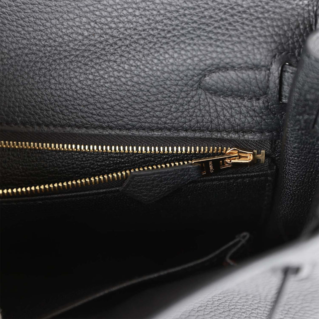 Hermes Kelly Retourne 25 Black Togo Gold Hardware - Exclusu