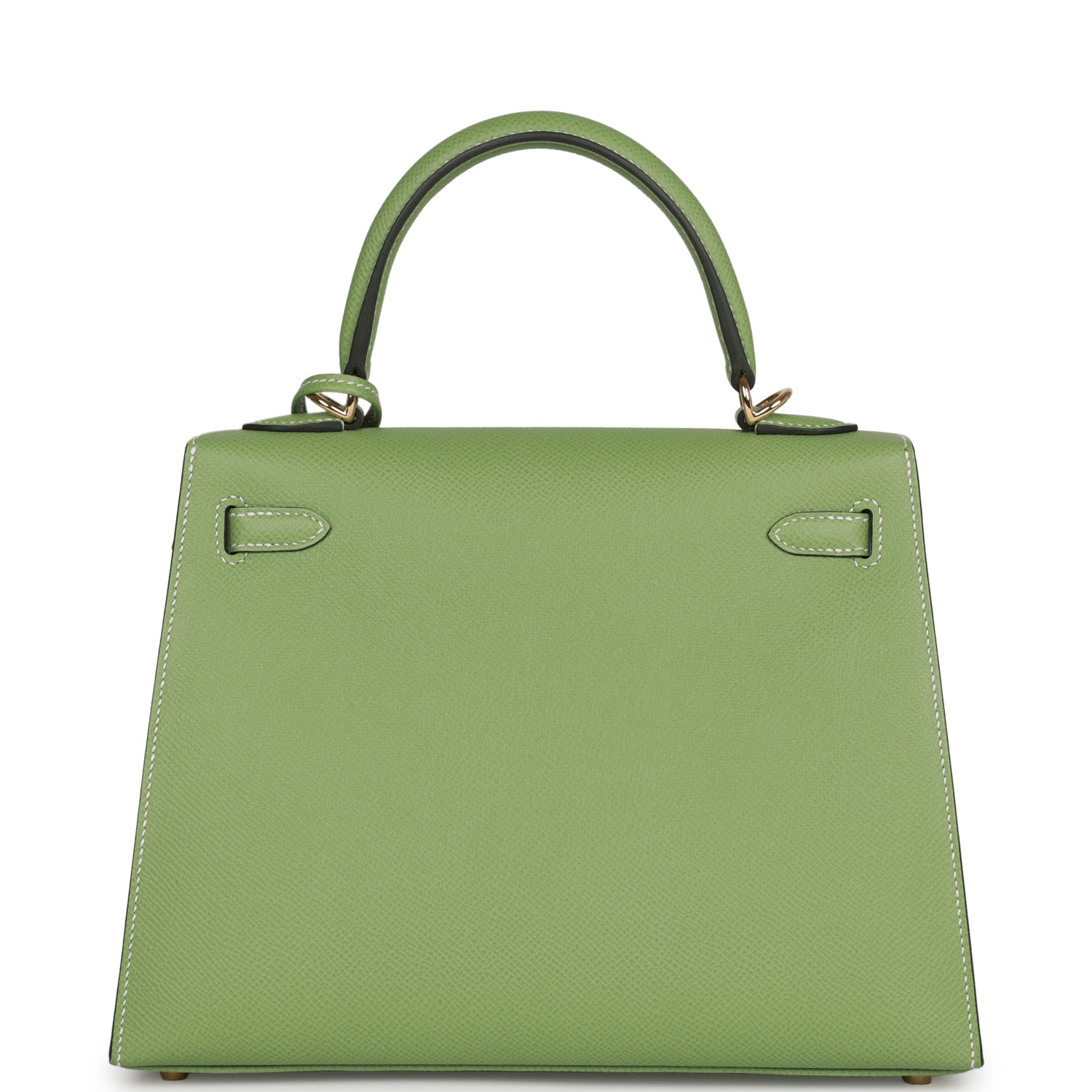 Hermes Kelly Sellier 25 Vert Criquet Epsom Permabrass Hardware - Exclusu
