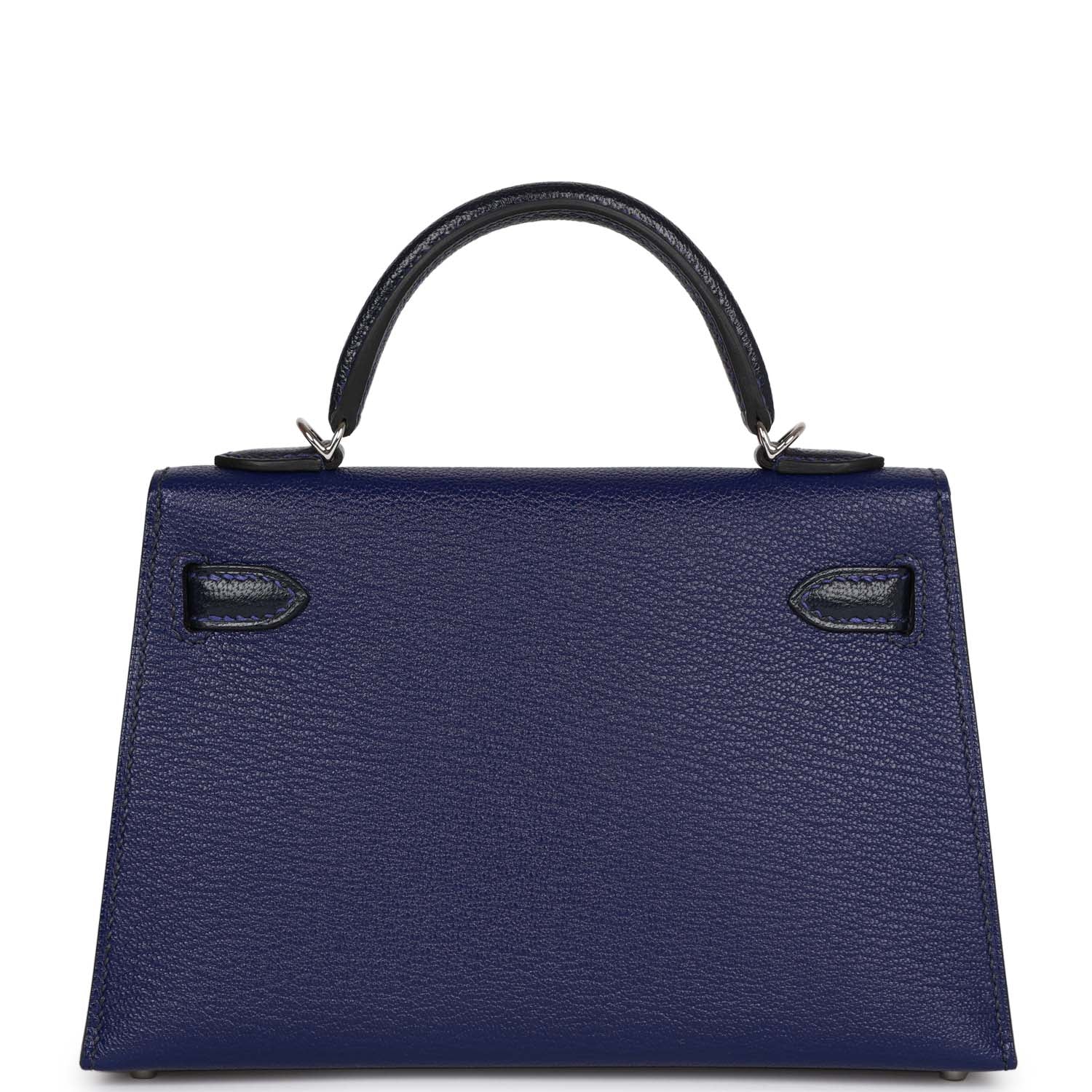 Hermes Special Order (HSS) Kelly Sellier 20 Bleu Encre and Bleu Indigo Chevre Mysore Palladium Hardware - Exclusu