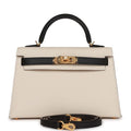 Hermes Special Order (HSS) Kelly Sellier 20 Craie and Black Epsom Gold Hardware - Exclusu