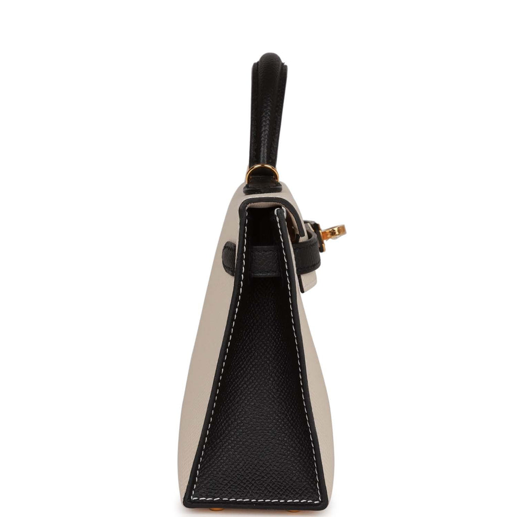 Hermes Special Order (HSS) Kelly Sellier 20 Craie and Black Epsom Gold Hardware - Exclusu