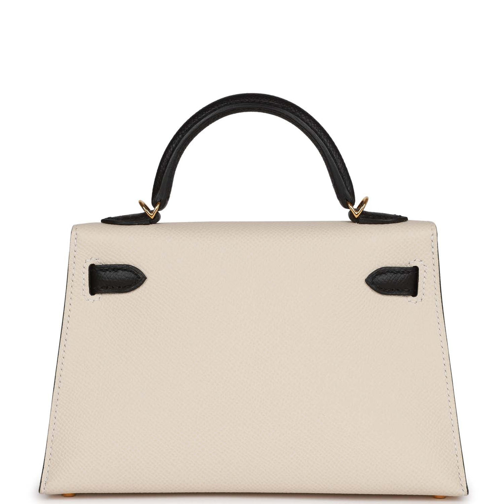 Hermes Special Order (HSS) Kelly Sellier 20 Craie and Black Epsom Gold Hardware - Exclusu