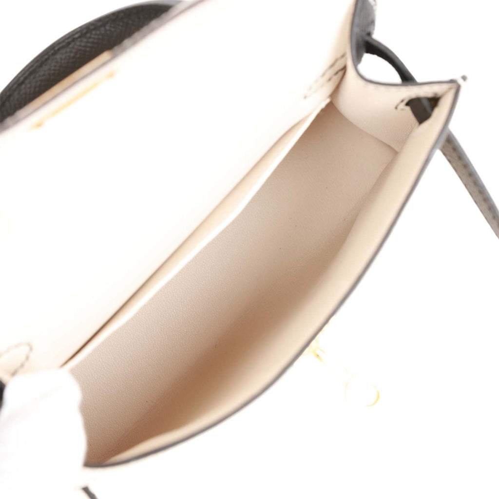 Hermes Special Order (HSS) Kelly Sellier 20 Craie and Black Epsom Gold Hardware - Exclusu