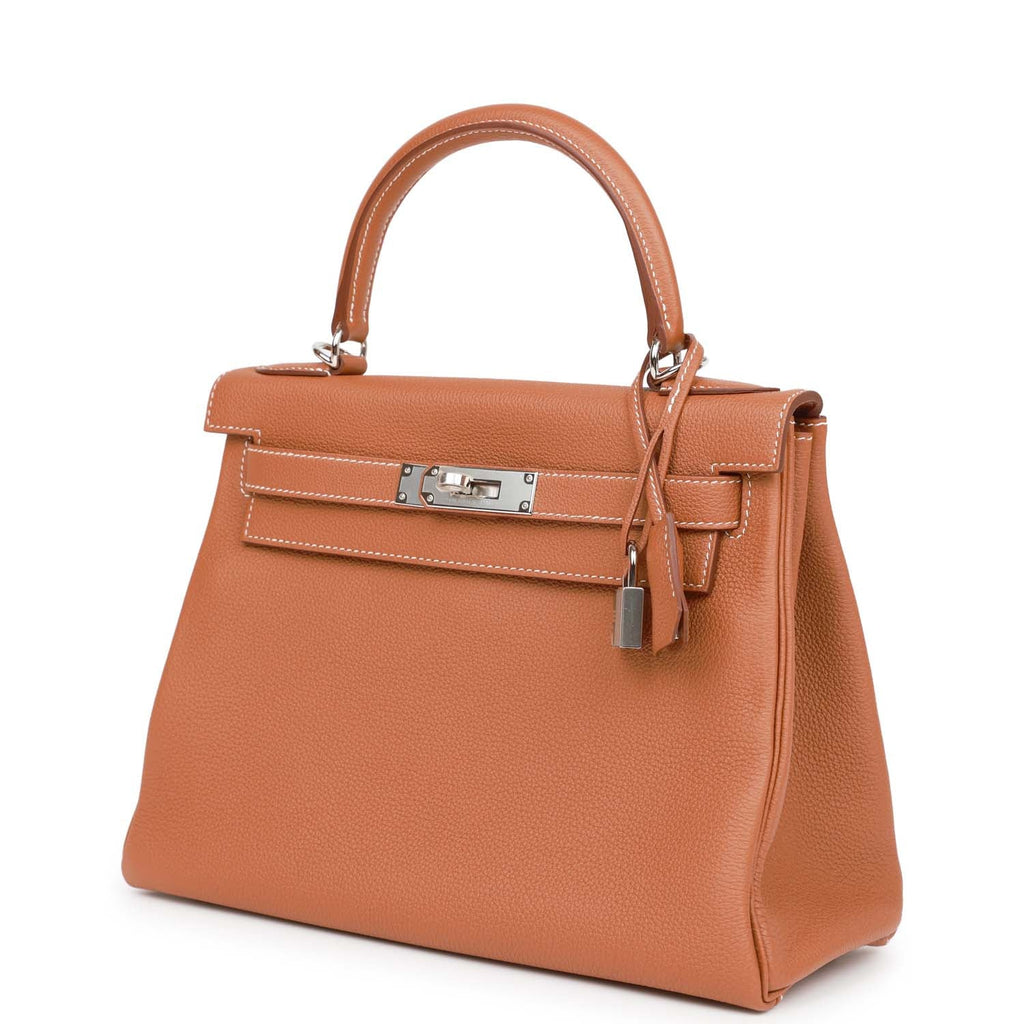Hermes Kelly Retourne 28 Gold Togo Palladium Hardware - Exclusu