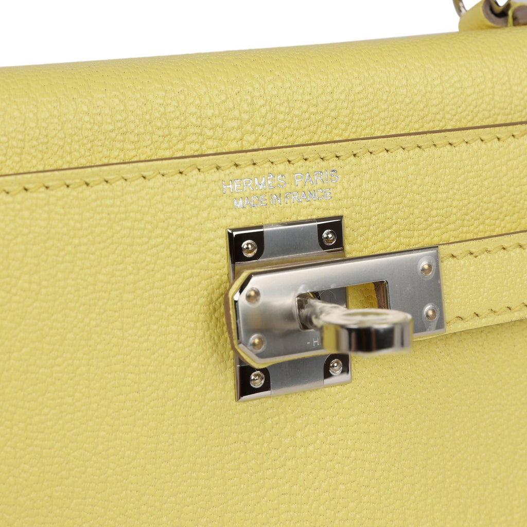Hermes Kelly Sellier 20 Limoncello Chevre Palladium Hardware - Exclusu