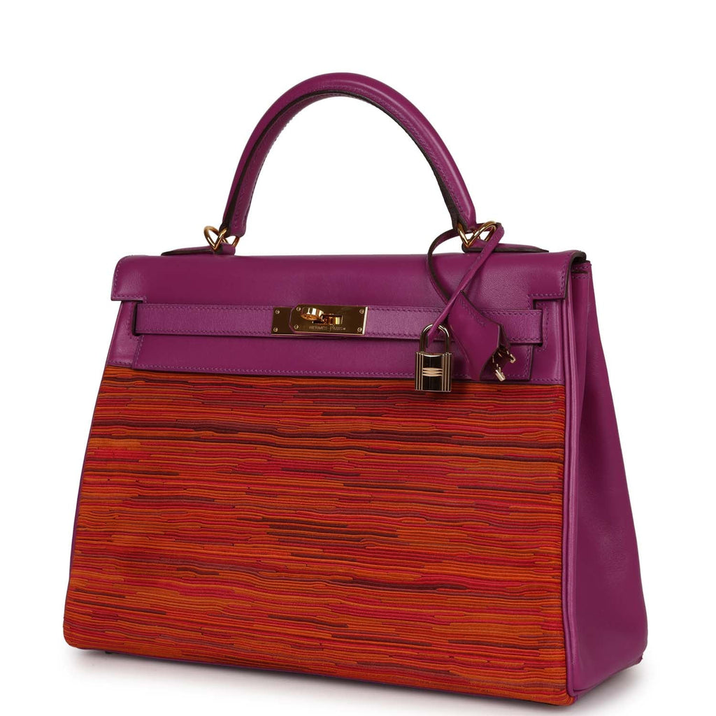 Hermes Kelly Retourne 32 Vibrato Cyclamen Box Gold Hardware - Exclusu