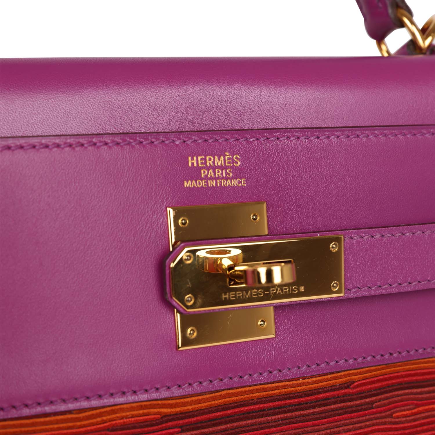 Hermes Kelly Retourne 32 Vibrato Cyclamen Box Gold Hardware - Exclusu