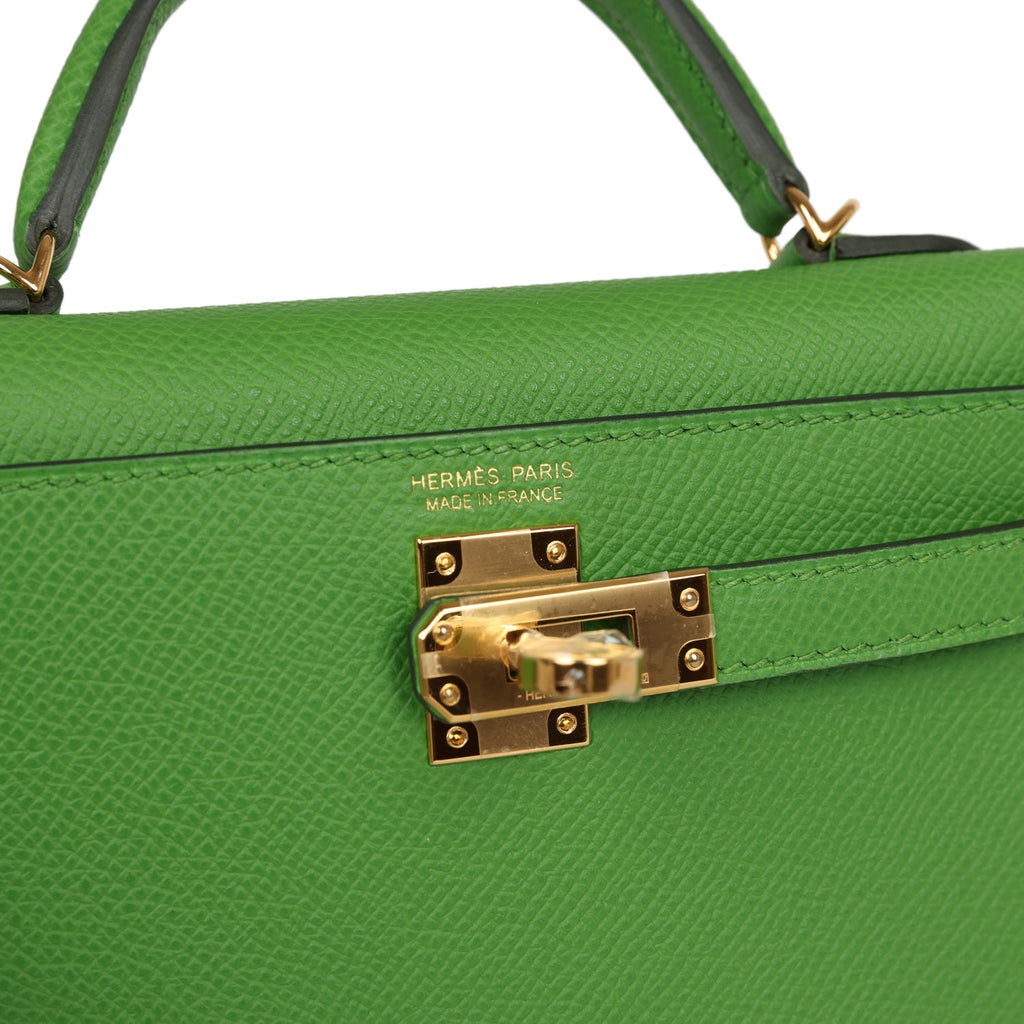 Hermes Kelly Sellier 20 Vert Yucca Epsom Gold Hardware - Exclusu